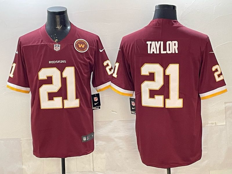Men 2026 Washington Redskins #21 Taylor Red Limited Nike NFL Jersey style 01